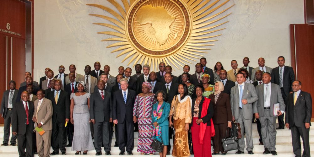 Senior AU officials at the African Union Head Quarters in Addis Ababa, Ethiopia. March 18, 2013.